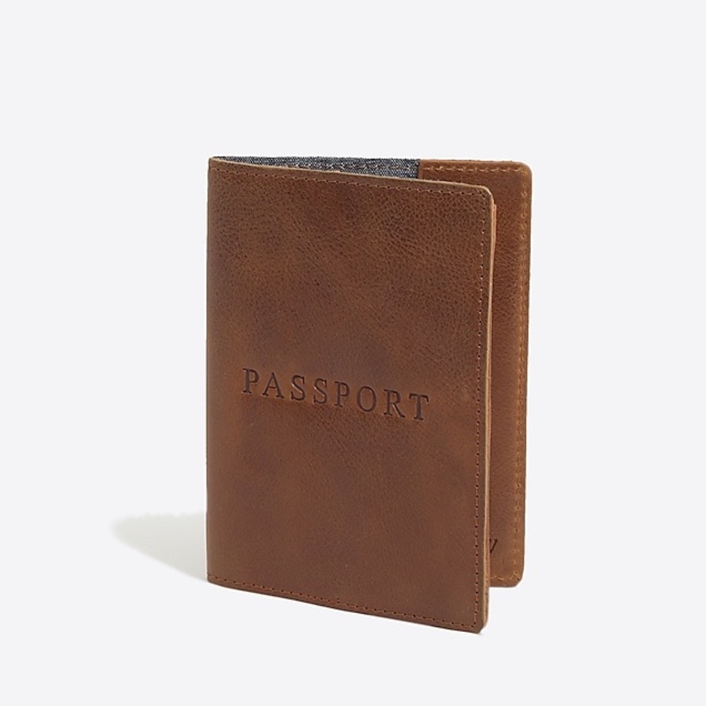 J. Crew Tan Leather Passport Case Holder NWT